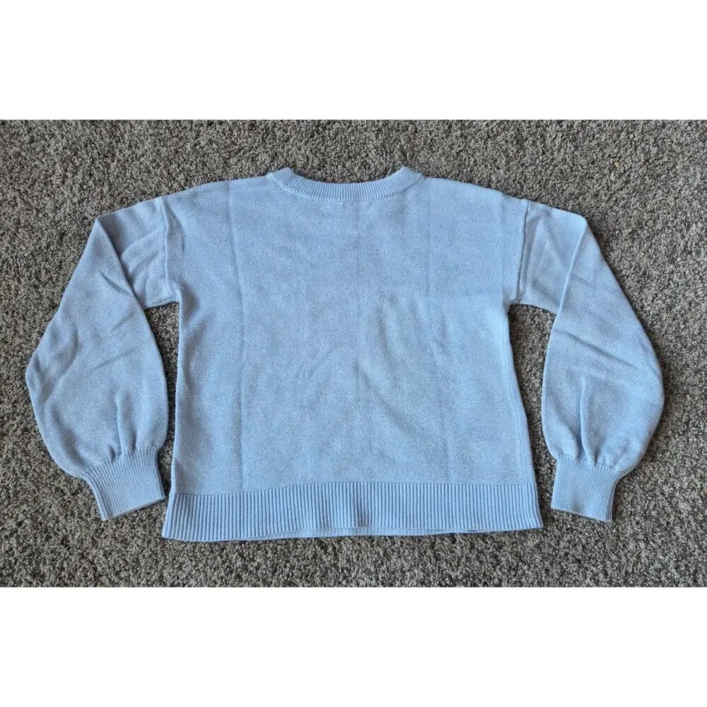 Girls Gap shimmer blue Sweater & Cat & Jack Floral Ribbed Tee Bundle-Sz 10-12